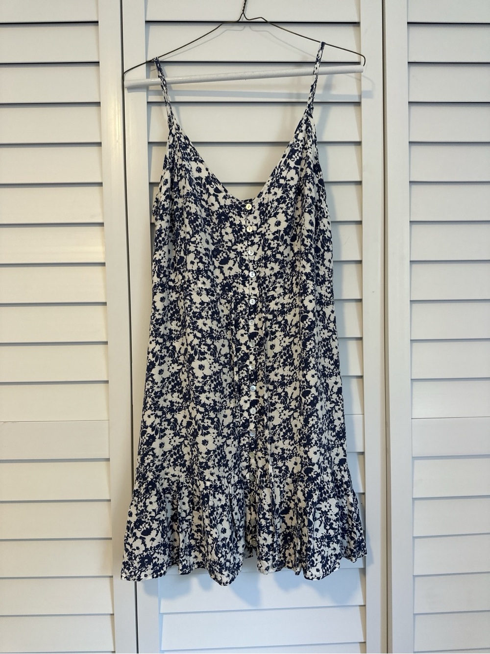 Rails White and Navy Floral Button-Front Dress